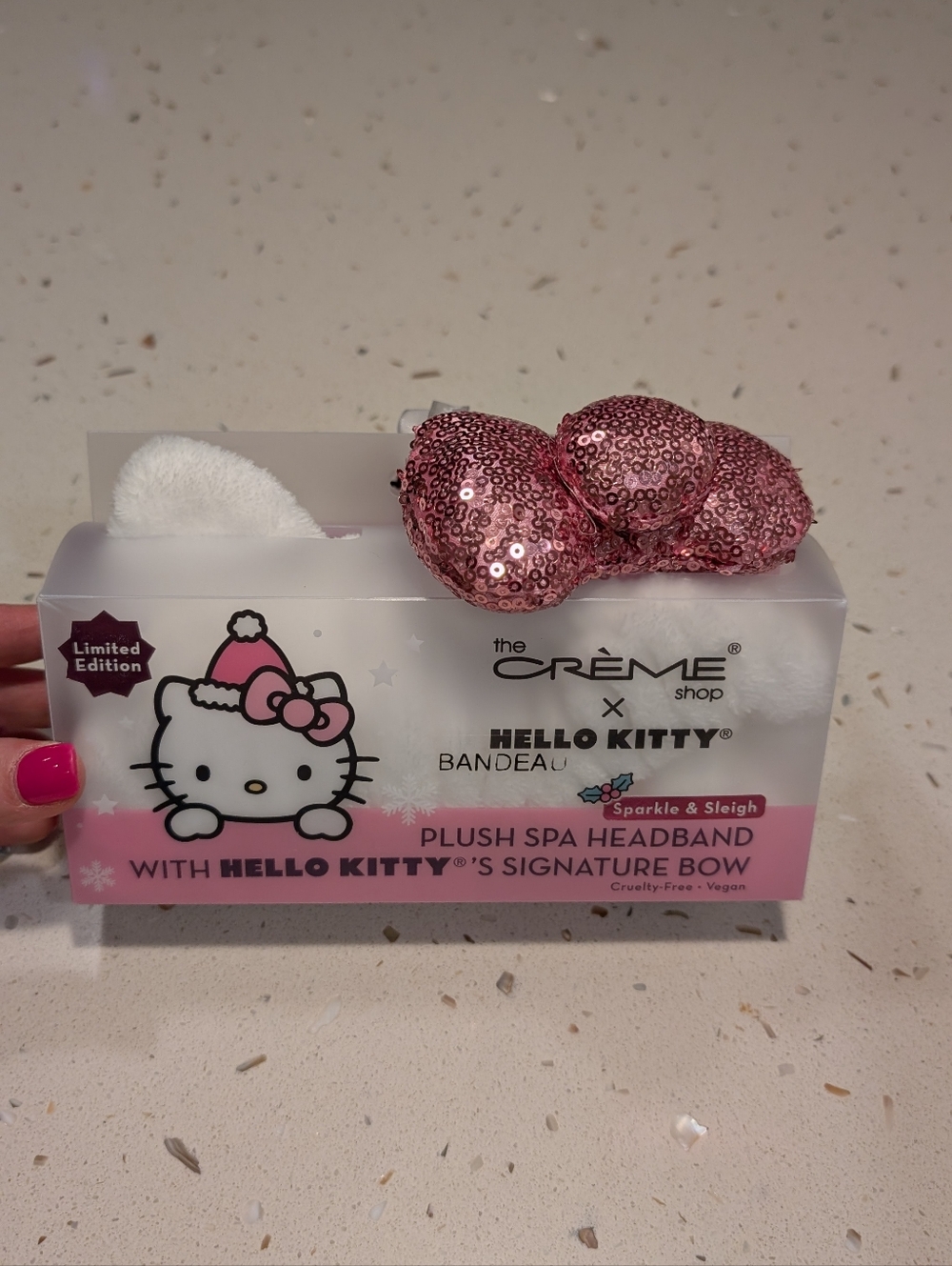 Hello Kitty Plush Pink Sequin Bow Spa Headband Girl Christmas Gift Present NWT